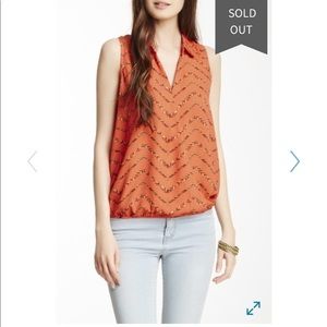 Daniel Rainn coral geometric sleeveless blouse